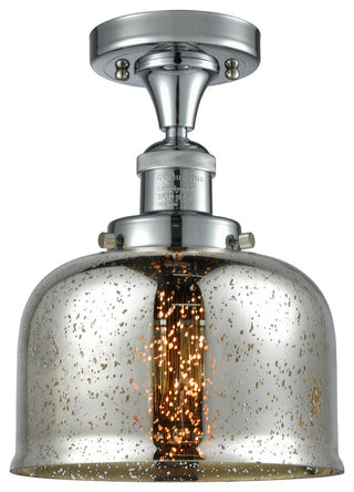 Large Bell 8" Semi-Flush Mount, Polished Chrome, Glass: Silver Mercury