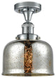 Large Bell 8" Semi-Flush Mount, Polished Chrome, Glass: Silver Mercury