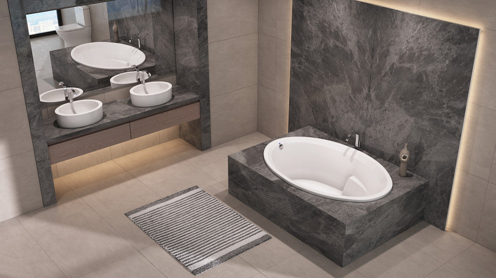 Malibu Carolina Oval Whirlpool Bathtub 66x42x22 White