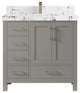 Malibu 36 Center Sink Bath Vanity in Elephant Skin Gray 2" Viola Night