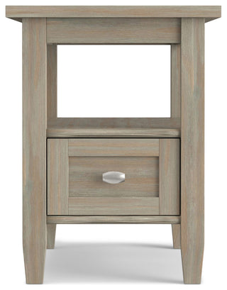 Warm Shaker Solid Wood 14" Rustic Narrow Side Table, Distressed Gray