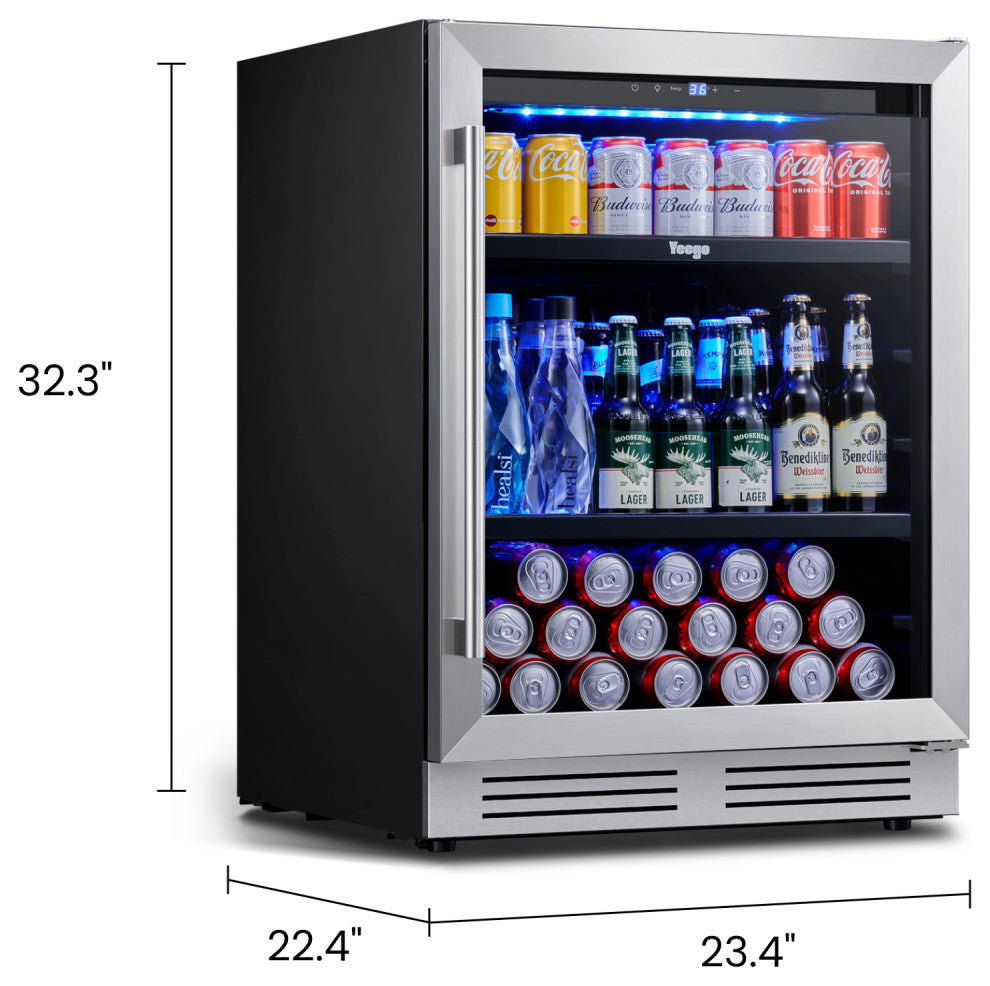 Yeego24" Refrigerators Beverage Cooler Cellar Cooling 180 Cans  Built- in