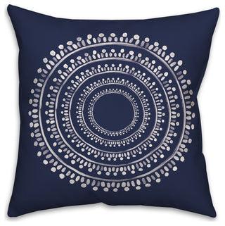 Centered Navy Boho Circle 20x20 Indoor/Outdoor Pillow