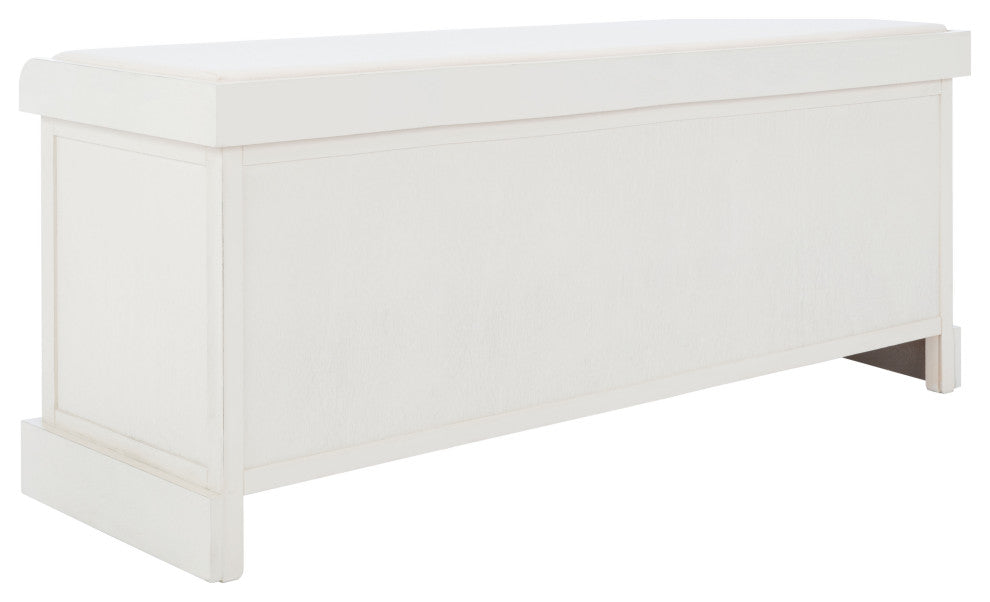 Safavieh Landers 3 Drawer/Cushion Storage Bench, Distressed, White