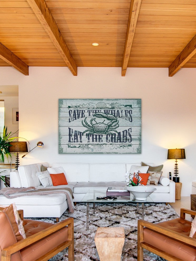 "Save Whales" Painting Print on White Wood
