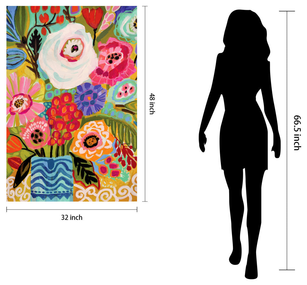 "Fresh Flowers in Vase II" Glass Wall Art Free Floating Tempered Glass Print