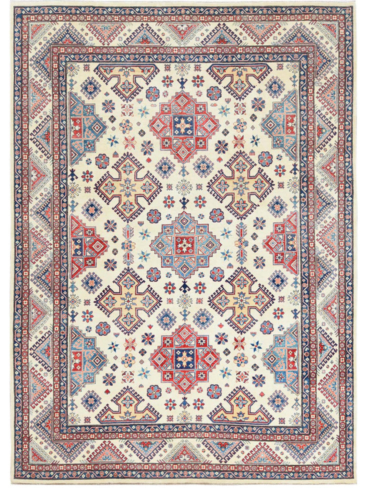 Ivory Afghan Special Kazak Soft Wool Hand Knotted Oriental Rug 9'10" x 13'8"