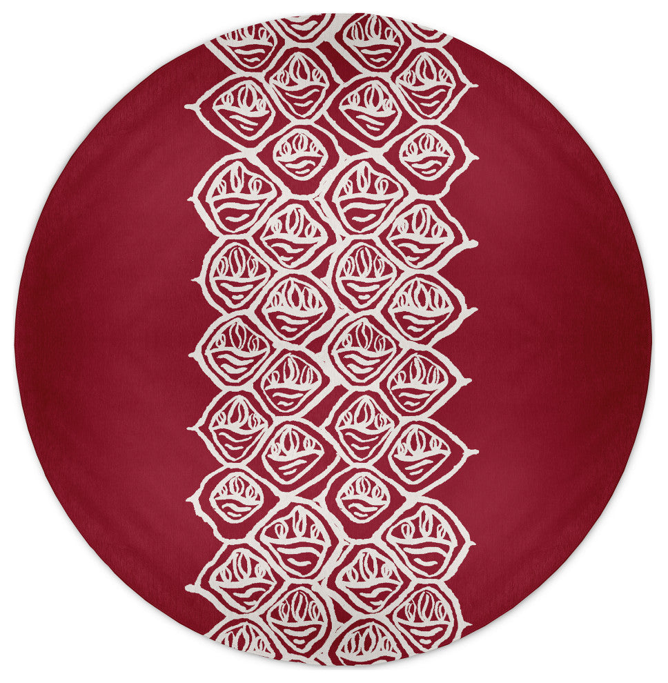 Cowry Stack Rug, Red, 5' Round