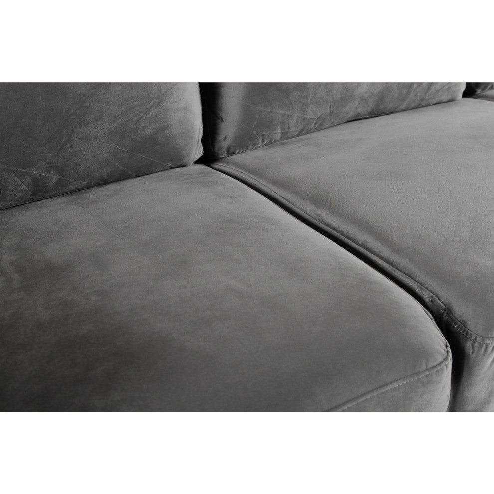 Benzara BM271912 60" Velvet Upholstered Loveseat With Nailhead Trim, Gray