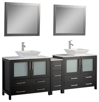 Vanity Art Vanity Set With Vessel Sink, Espresso, 84", Standard Mirror