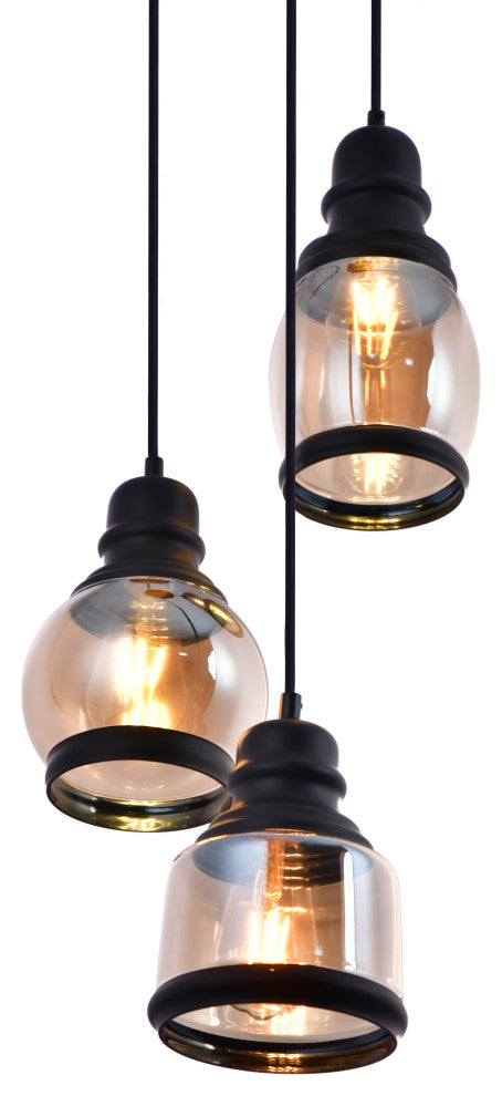 Lazzur Vaige 3 Light 13" Matte Black Pendant