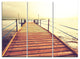 "Brown Wooden Boardwalk to the Sea" Metal Wall Art, 3 Panels, 36"x28"