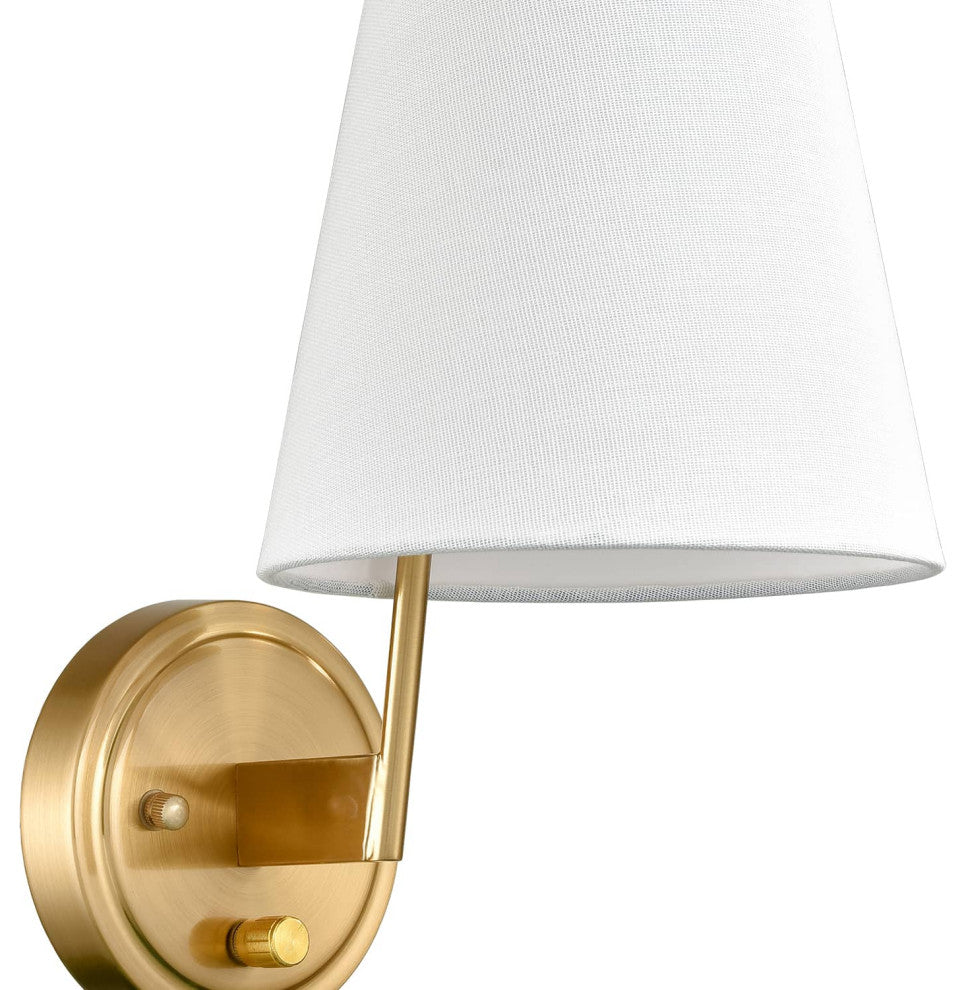 Brass Fabric Wall Lamp,Plug, Wall Lights Set of 2