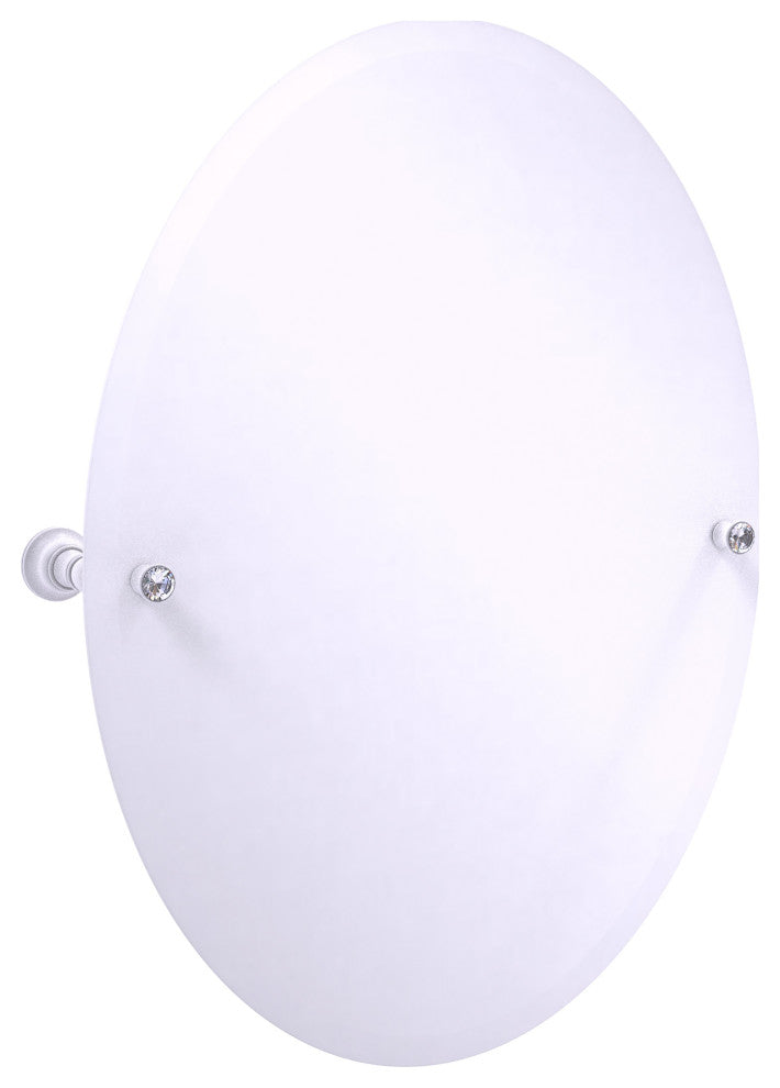 Carolina Crystal Frameless Oval Tilt Mirror with Beveled Edge, Matte White