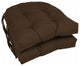 16" Solid Twill U-Shaped Tufted Chair Cushions, Set of 2, Chocolate