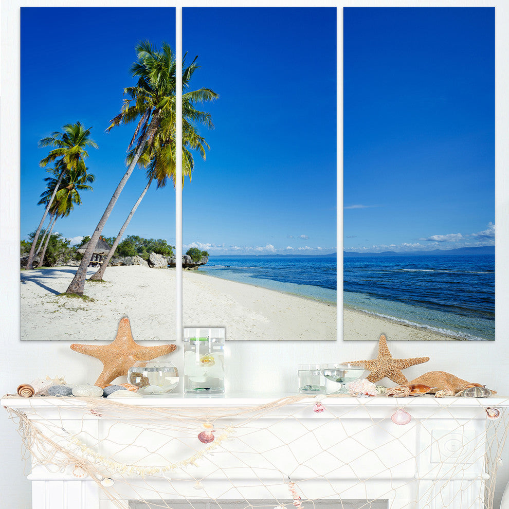 "Palms Bent to Beautiful Vacation Beach" Metal Wall Art, 3 Panels, 36"x28"