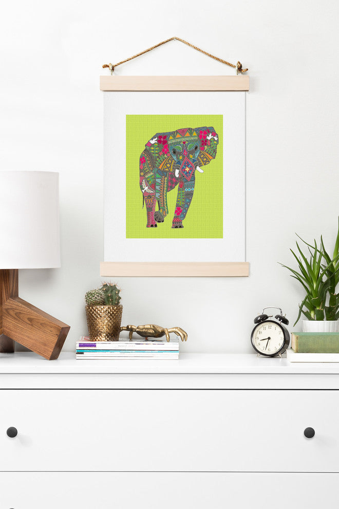 Deny Designs Sharon Turner Painted Elephant Chartreuse Art Print