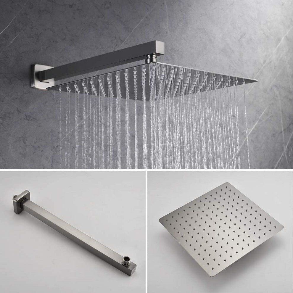 12" Wall Mounted Shower System Shower Combo, Brushed Nickel
