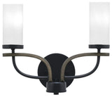 Monterey 2-Light Bath Bar, Matte Black & Painted Distressed, White Marble