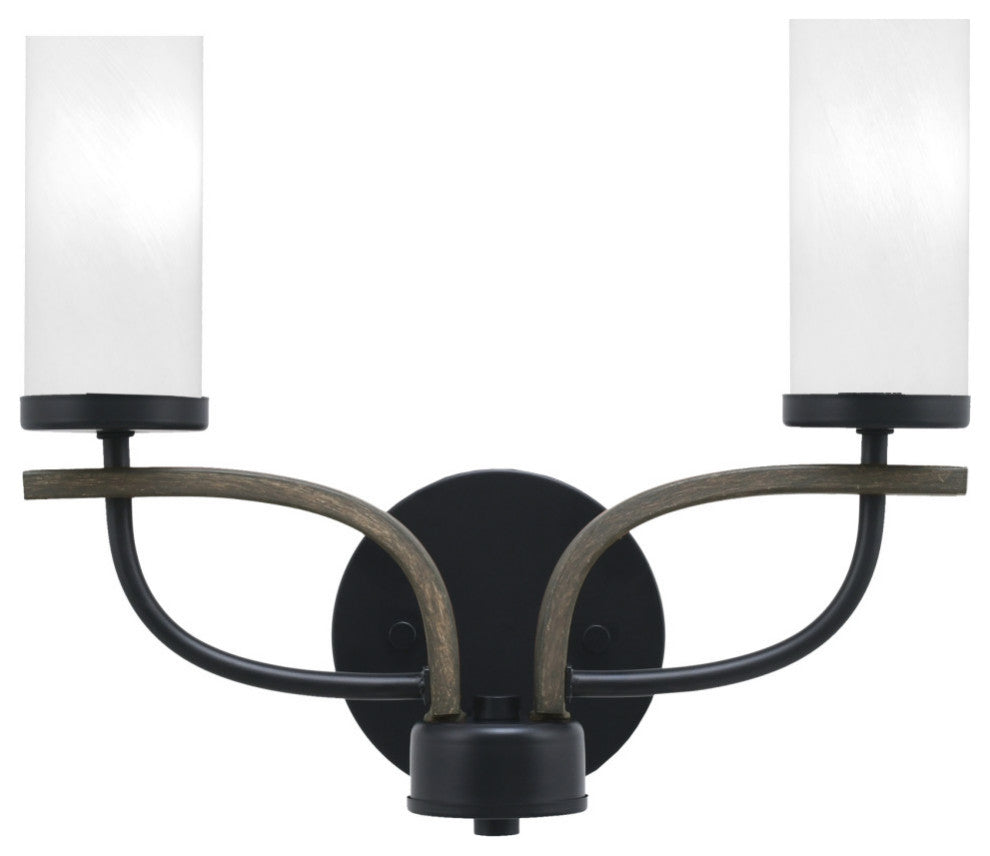Monterey 2-Light Bath Bar, Matte Black & Painted Distressed, White Marble