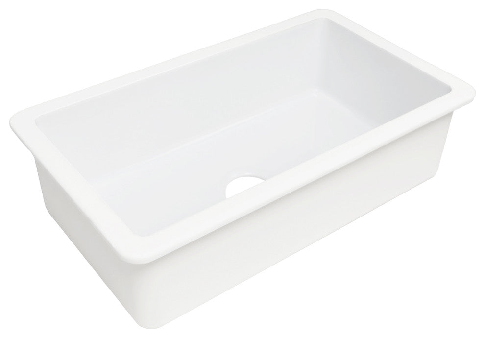 Eden Crisp White Fireclay 31" Single Bowl Undermount Kitchen Sink