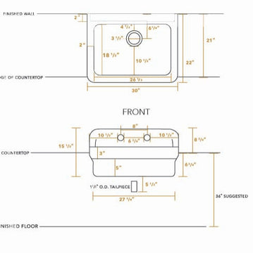 Old Fashioned Country Fireclay Utility Sink With High Backsplash