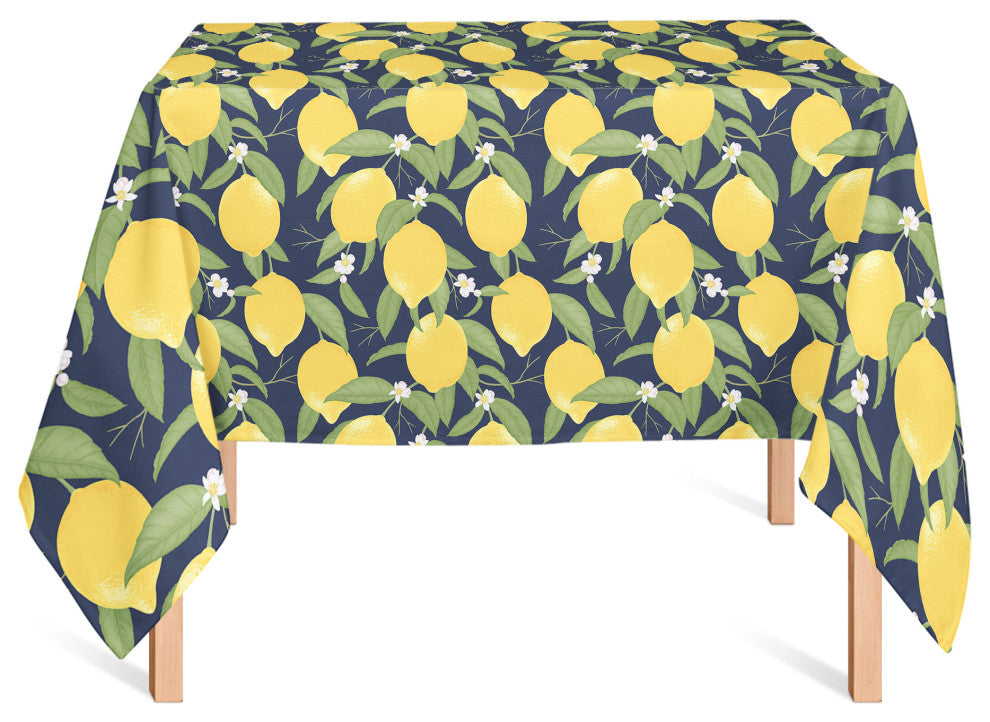 Lemon Pattern Navy 2 58x58 Tablecloth