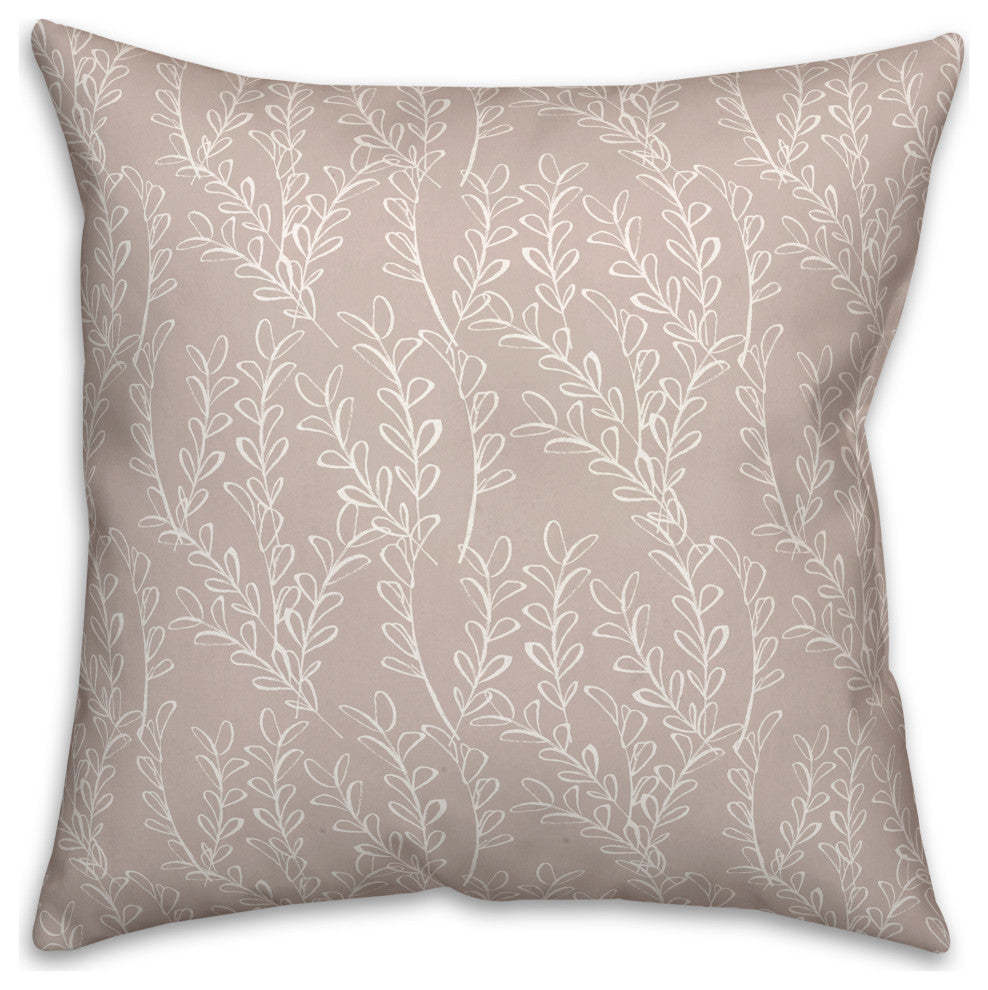 Simple Leafy Branch Pattern 18x18 Spun Poly Pillow