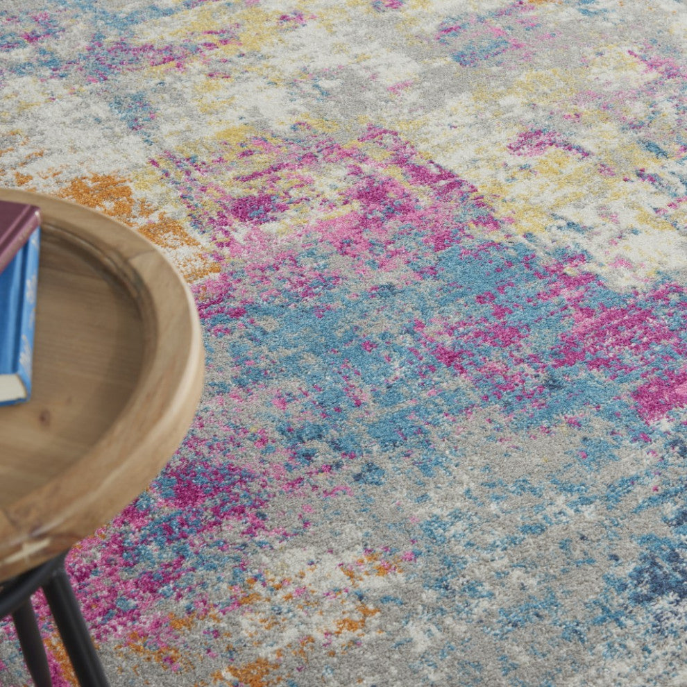 8" x 10" Ivory and Multi Abstract Area Rug