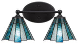 Capri 2-Light Bath Bar, Matte Black/Sea Ice Art