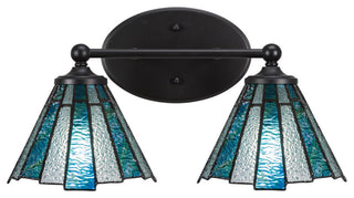 Capri 2-Light Bath Bar, Matte Black/Sea Ice Art