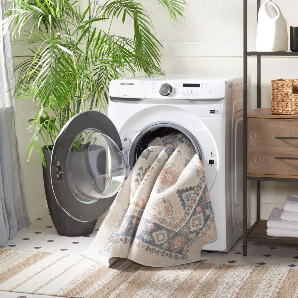 Safavieh Blair Machine-Washable Collection BLR218 Rug, Beige/Blue, 4'x6'