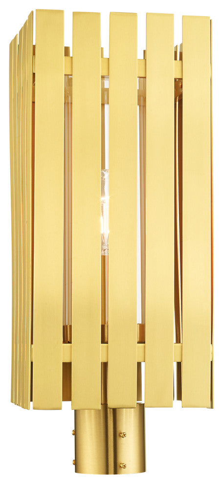 Livex Lighting Greenwich 1 Light Satin Brass Large Outdoor Post Top Lantern