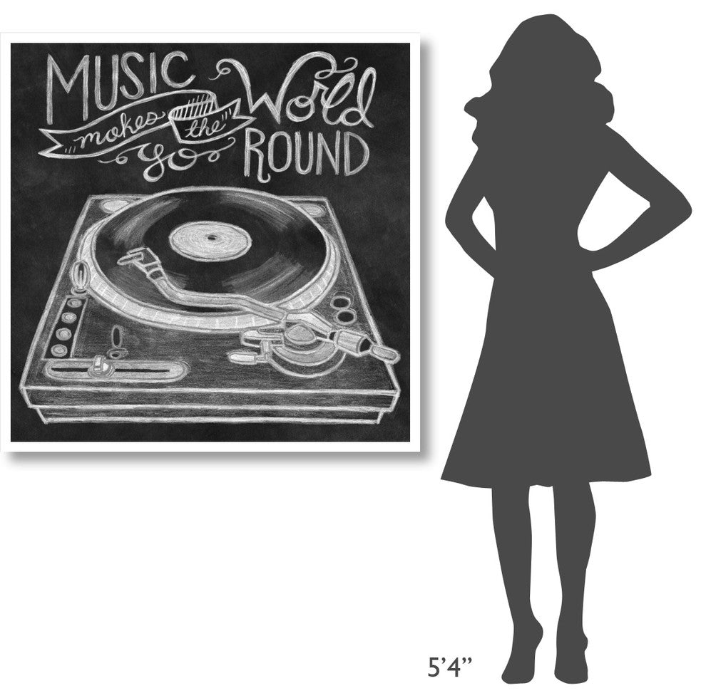 "Retro Record Player Chalk" Digital Paper Print by Mary Urban, 42"x42"