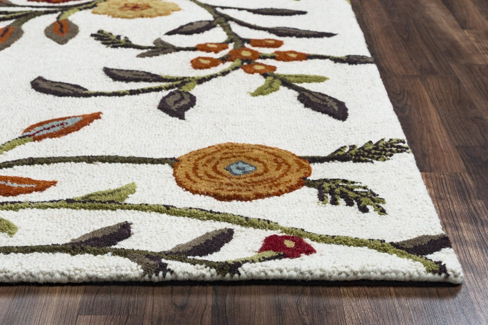 Rizzy Home Dimensions DI1466 Ivory Floral Area Rug, Rectangular 9'x12'