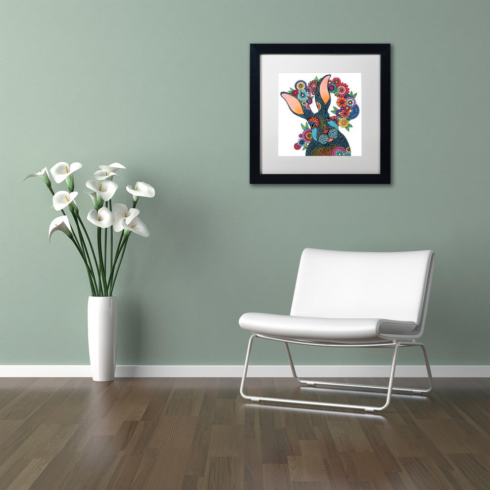 Hello Angel ''Mr. Rabbit'' Art, Black Frame, White Mat, 11x11