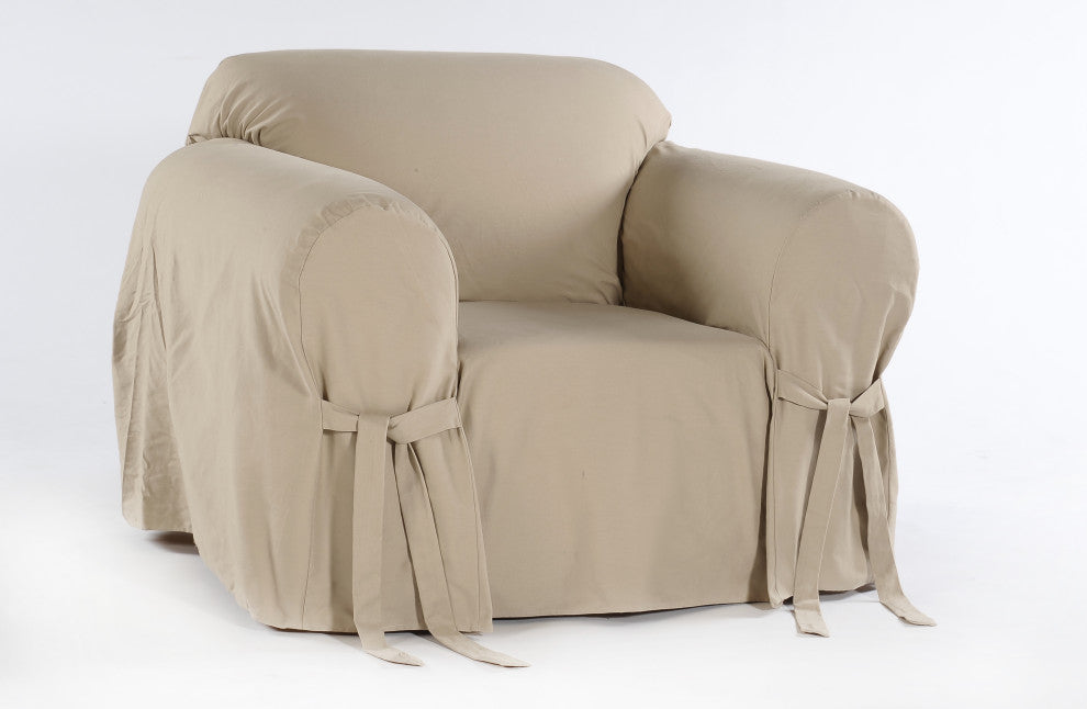Classic Slipcovers Brushed Twill 1-Piece Chair Slipcover Solid Khaki