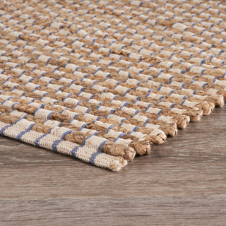 Indigo Stitching Organic Jute Area Rug, 5'x7'9"