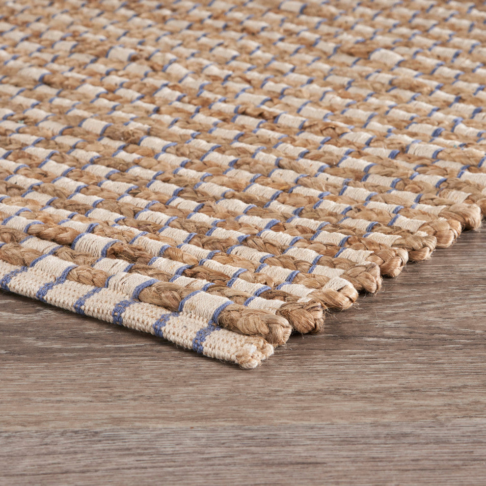 Indigo Stitching Organic Jute Area Rug, 5'x7'9"