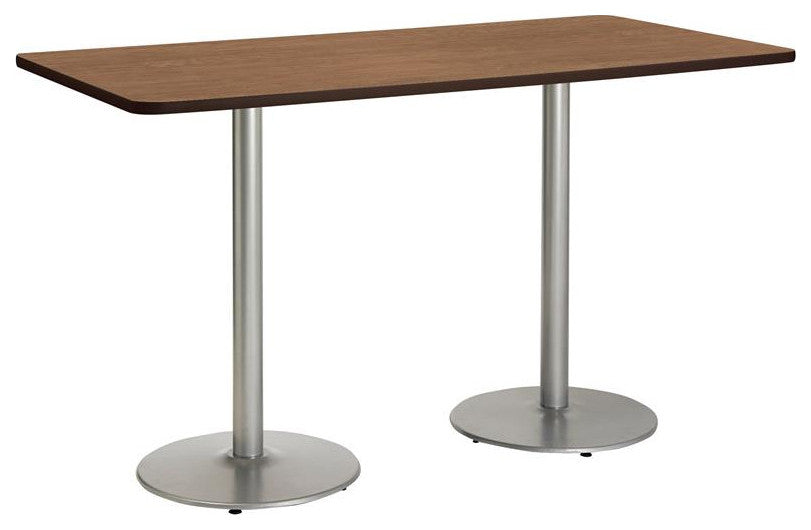 KFI Mode 42" x 96" Conference Table Cherry Round Silver Base Bistro Height