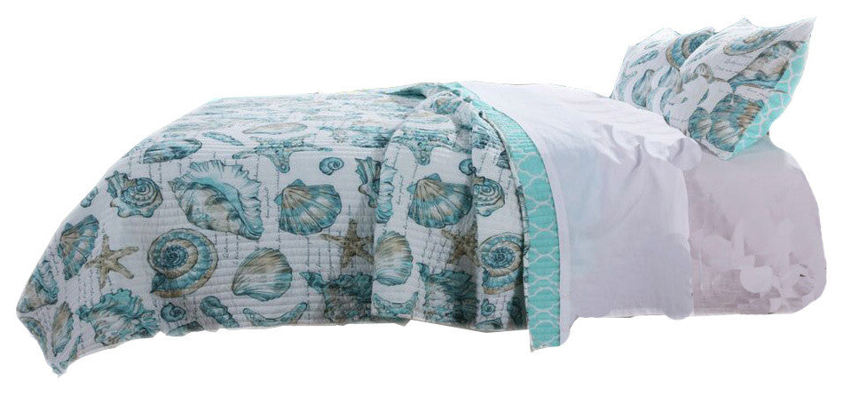 Barefoot Bungalow Cruz Coastal Quilt Set Multicolor, Twin