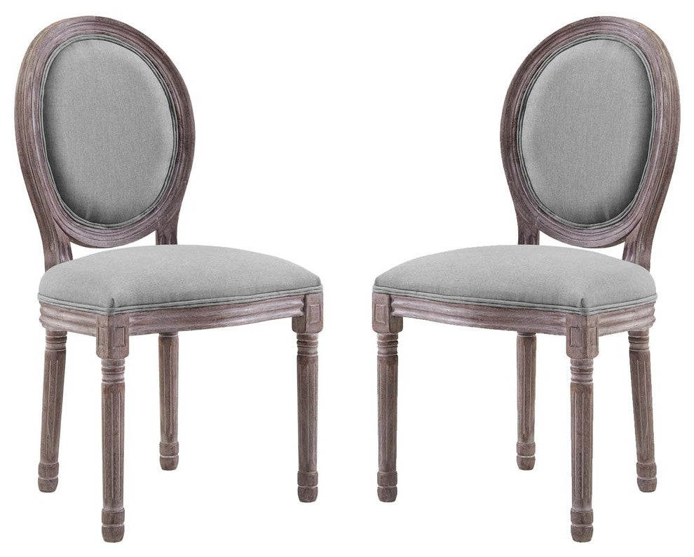 Emanate Dining Side Chair Upholstered Fabric Set of 2, Light Gray