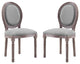 Emanate Dining Side Chair Upholstered Fabric Set of 2, Light Gray