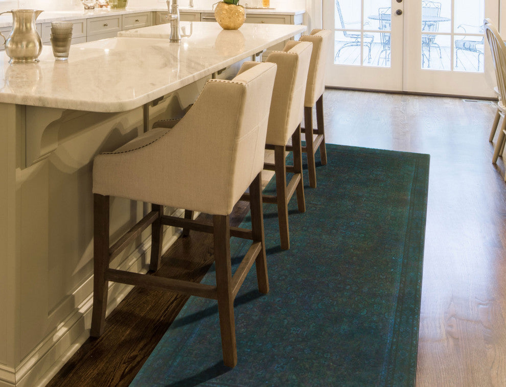 Vintage Distressed Rylie Blue/Green Runner, 4'6x10'1