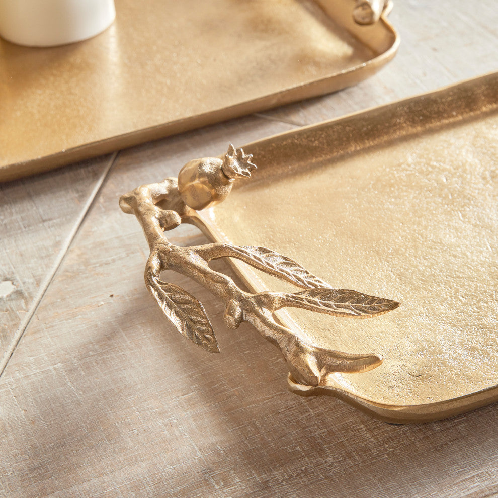 Pomegranate Branch Decorative Trays, Set of 2