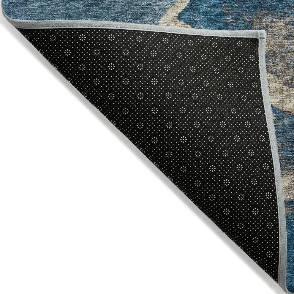 Machine Washable Indoor/Outdoor Chantille ACN1889 Navy 3' x 5' Rug