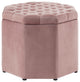 25" Blush Velvet And Black Tufted Specialty Storage