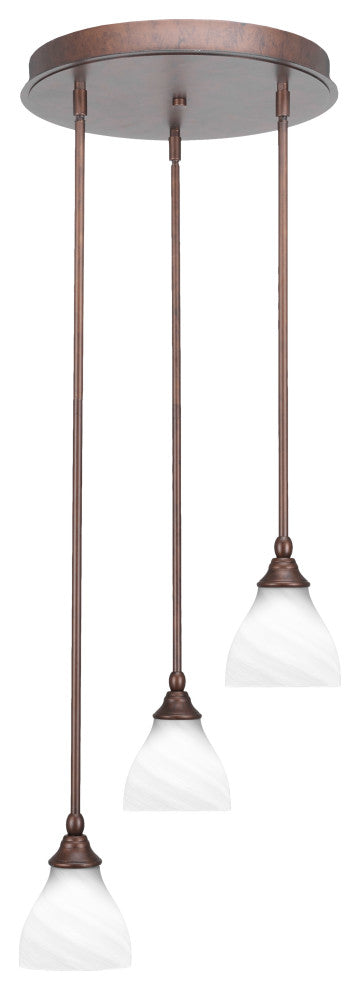 Empire 3-Light Cluster Pendalier, Bronze/White Marble