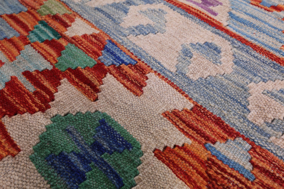 11' 9" X 16' 3" Wool On Wool Kilim Flat Weave Reversible Rug - Q12538