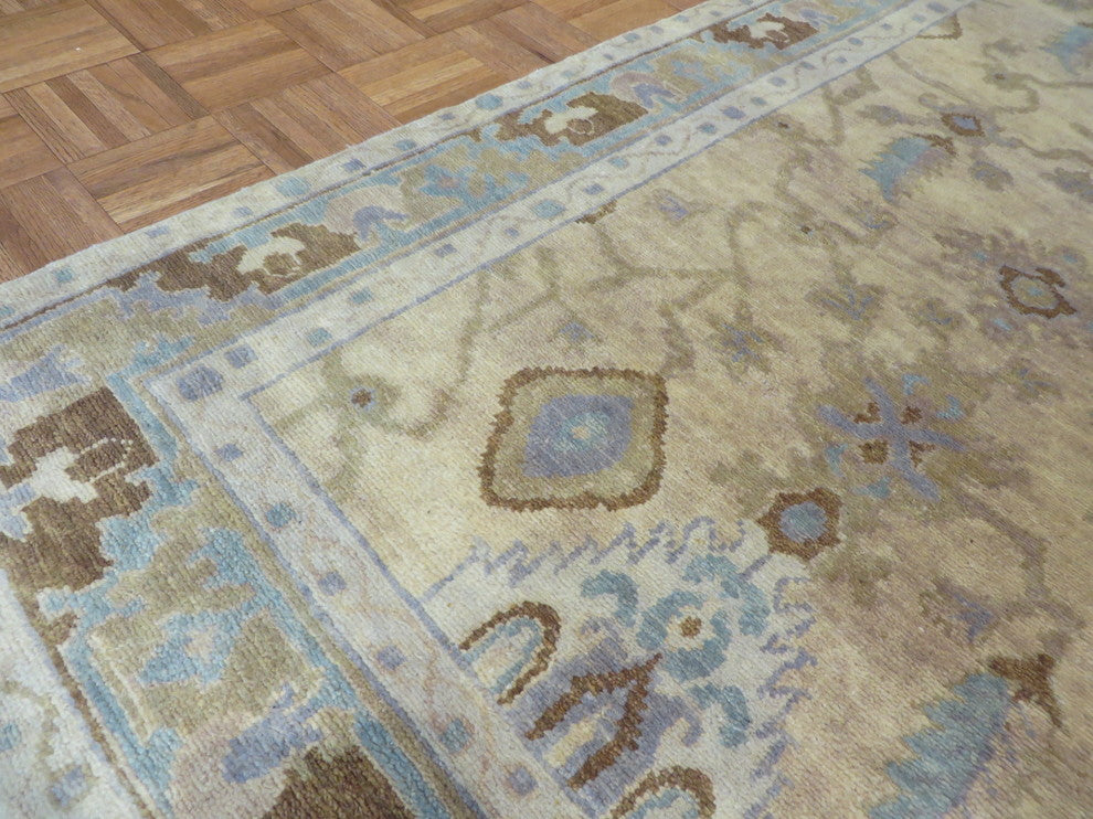 6"x9" Hand-Knotted Beige Fine Turkish Oushak Oriental Rug
